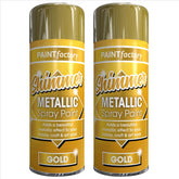 2X Paint Factory All Purpose Gold Metallic Spray Paint 200ml Spray Paint